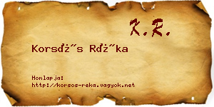 Korsós Réka névjegykártya